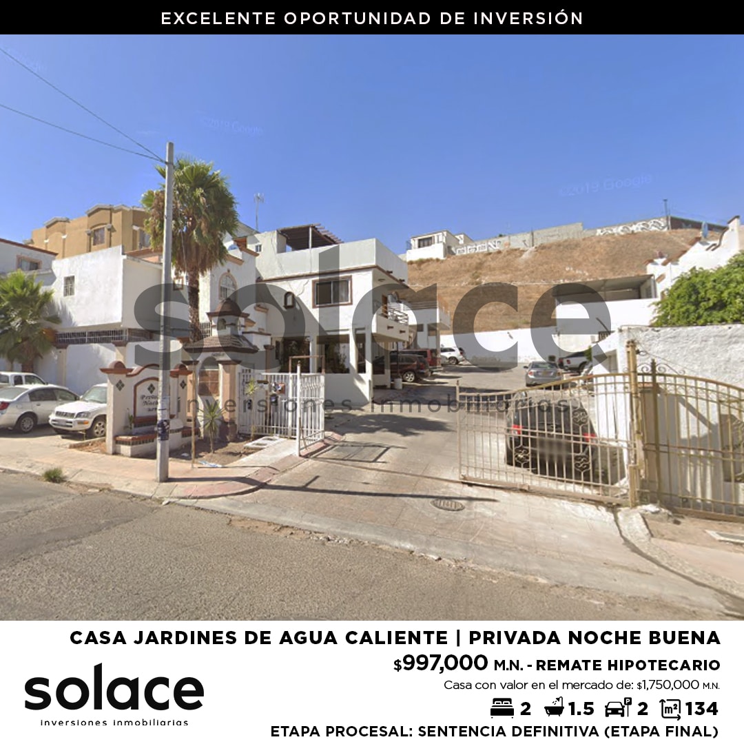 Casa en Jardines de Agua Caliente, Privada Noche Buena | PRECIO: $997,000  . - SOLACE Inversiones Inmobiliarias / Remates Hipotecarios