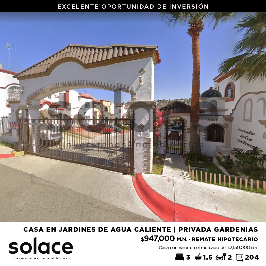 Casa en Jardines de Agua Caliente, Privada de las Gardenias | PRECIO:  $947,000 . - SOLACE Inversiones Inmobiliarias / Remates Hipotecarios