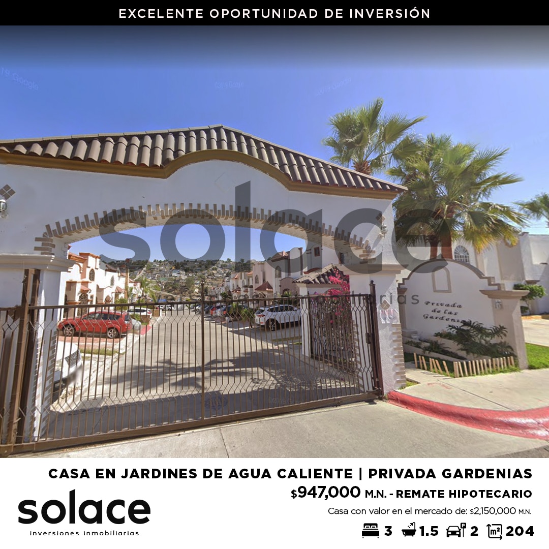 Casa en Jardines de Agua Caliente, Privada de las Gardenias | PRECIO:  $947,000 . - SOLACE Inversiones Inmobiliarias / Remates Hipotecarios