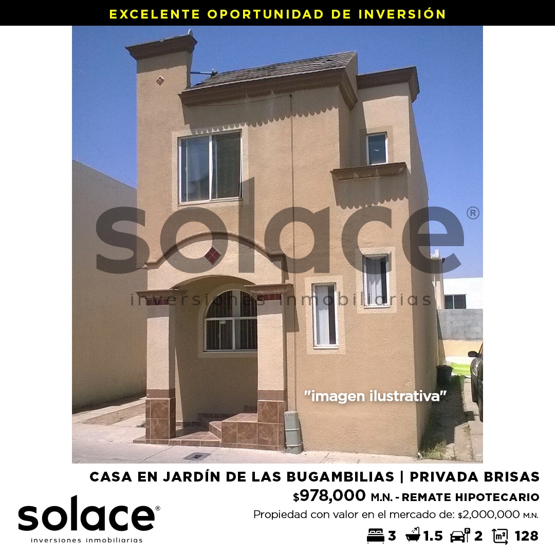 Jardín de las Bugambilias, Privada Brisas | PRECIO: $978,000 . - SOLACE  Inversiones Inmobiliarias / Remates Hipotecarios